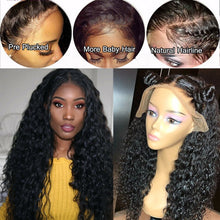 Load image into Gallery viewer, Water Wave Wig 360 Lace Frontal Human Hair Wigs Pre plucked With Baby Hair GEM Remy Malaysian Deep Part Natural Lace Front Wig