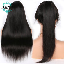 Load image into Gallery viewer, FlowerSeason 13x6 Silky Straight Lace Front Human Hair Wigs With Baby Hair Natural Hairline Bleached Knot Peruvian Remy Hair