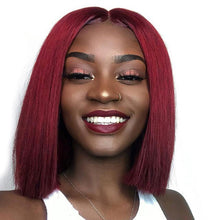 Load image into Gallery viewer, Short Lace Front Human Hair Wigs Brazilian Straight Bob Wigs Pre Plucked Hairline Natural Wigs For Black Women AliPearl Hair Wig