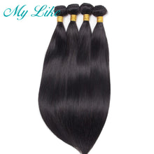 Load image into Gallery viewer, My Like Peruvian Hair Bundles with Closure Straight Hair Bundles with Closure Non-remy Human Hair Weaves 3 Bundles with Closure
