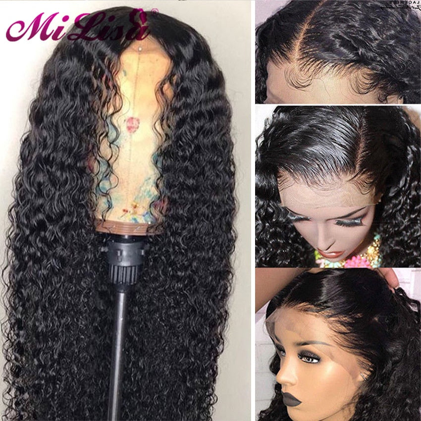 150 Density Brazilian Water Wave Lace Front Human Hair Wig Front Lace Wigs With Baby Hair Pre Plucked Natural Hairline 150% Remy