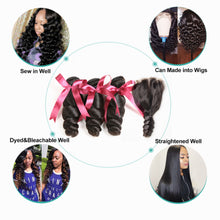 Load image into Gallery viewer, Karizma Brazilian Hair Weave Bundles With Closure Middle Part Brazilian Loose Wave 3 Bundles With Closure Non Remy Human Hair