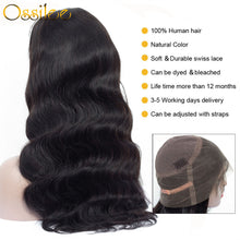 Load image into Gallery viewer, 360 Lace Frontal Wig Body Wave Human Hair Wigs Pre Plucked Lace Front Human Hair Wigs Ossilee Remy Hair 150% 180% 250% Density