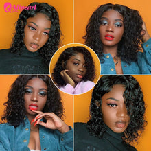 Load image into Gallery viewer, Short Curly Bob Wigs For Black Women Lace Front Human Hair Wigs Brazilian Curly Bob Lace Front Wigs Pre Plucked Ali Pearl Hair