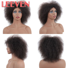 Load image into Gallery viewer, Leeven 6.5 Inch 100g/pcs Synthetic Hair Short Black Kinky Curly Afro Wig Fluffy Cosplay Wigs for Women High Temperature Fiber