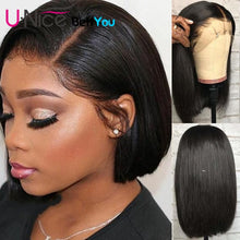 Load image into Gallery viewer, Unice Hair Lace Front Human Hair Wigs Wigs 8-14 Inch Straight Short Blunt Cut Bob For Black Women Brazilian Remy Hair