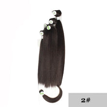 Load image into Gallery viewer, SOKU Synthetic Hair Bundles With Closure Bang 12-18inch Yaki Straight Hair Weaves For Full head Ombre Brown Hair Extension