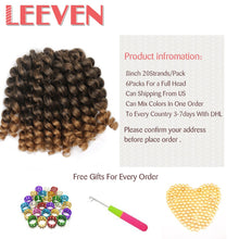 Load image into Gallery viewer, Leeven  8'' 75g Jumpy Wand Curl Twist Crochet Braids Jamaican Bounce African Synthetic Braiding Hair High Temperature Fiber