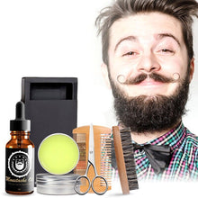 Load image into Gallery viewer, 5pcs/set Men Beard Kits Grooming Beard Oil Moisture Wax Comb Essence Styling Scissors Beard Sets