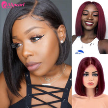 Load image into Gallery viewer, Short Lace Front Human Hair Wigs Brazilian Straight Bob Wigs Pre Plucked Hairline Natural Wigs For Black Women AliPearl Hair Wig