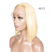 Load image into Gallery viewer, Queenlife Short Bob 613 blonde wig Lace Front human hair wigs Brazilian Remy Hair pre plucked bleached knots wigs for women