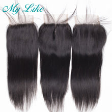 Load image into Gallery viewer, My Like Peruvian Hair Bundles with Closure Straight Hair Bundles with Closure Non-remy Human Hair Weaves 3 Bundles with Closure