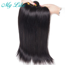Load image into Gallery viewer, My Like Peruvian Hair Bundles with Closure Straight Hair Bundles with Closure Non-remy Human Hair Weaves 3 Bundles with Closure