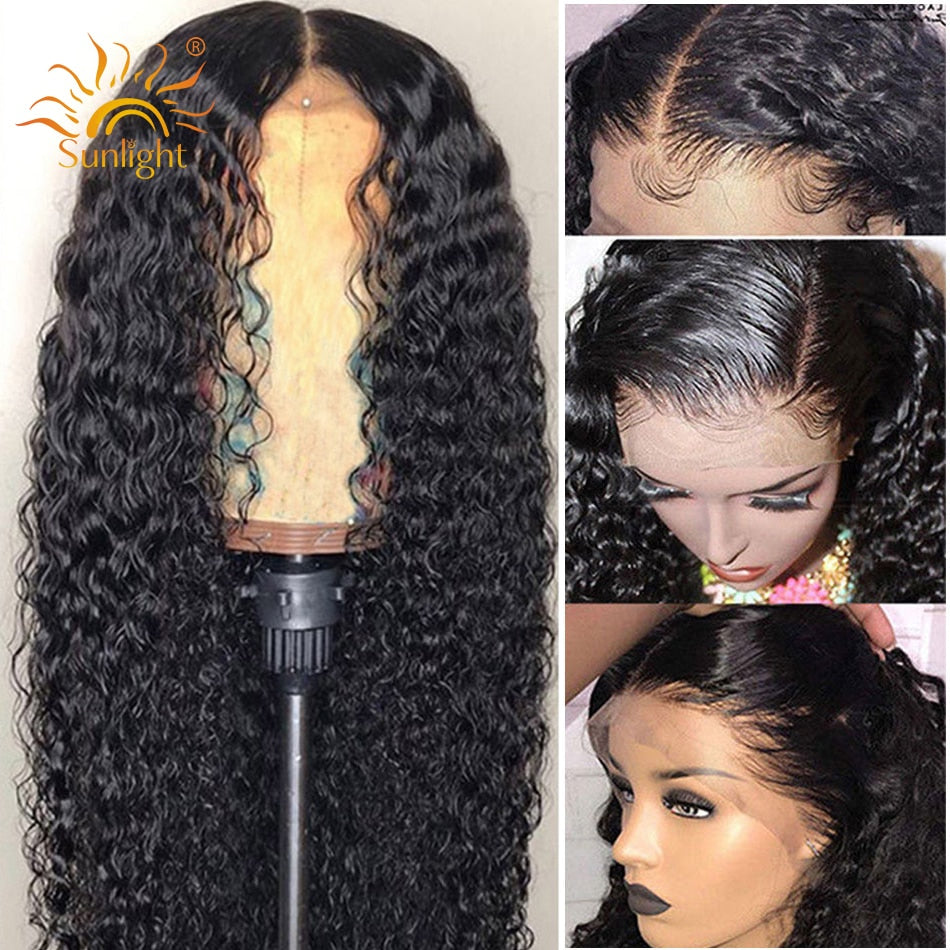 150% Density 360 Lace frontal Water Wave Wigs Pre Plucked With Baby Hair Brazilian Remy Lace Wig Sunlight 360 Lace Frontal Wig