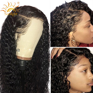 150 Density Water Wave Wigs Glueless Lace Front Human Hair Wig Pre Plucked For Black Women Sunlight Deep Part Remy Brazilian Wig