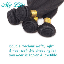 Load image into Gallery viewer, My Like Peruvian Hair Bundles with Closure Straight Hair Bundles with Closure Non-remy Human Hair Weaves 3 Bundles with Closure