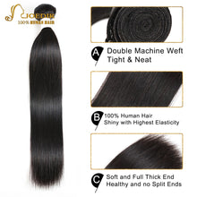 Load image into Gallery viewer, Joedir Hair Human Hair Weave 3 4 Bundles With Closure Brazilian Straight Weave Non Remy Hair 28 30 Inch Bundles With Closure