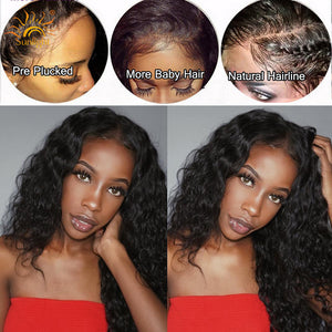 150% Density 360 Lace frontal Water Wave Wigs Pre Plucked With Baby Hair Brazilian Remy Lace Wig Sunlight 360 Lace Frontal Wig