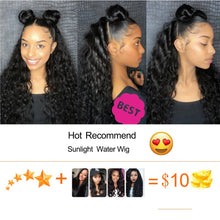 Load image into Gallery viewer, 150% Density 360 Lace frontal Water Wave Wigs Pre Plucked With Baby Hair Brazilian Remy Lace Wig Sunlight 360 Lace Frontal Wig