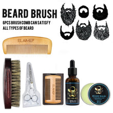 Load image into Gallery viewer, 6Pcs/Set Men Beard Care Kits Beard Wax/Oil/Comb/Brush/Scissor Beard Styling Tools Kits For Menu2018s Gift