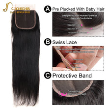 Load image into Gallery viewer, Joedir Hair Human Hair Weave 3 4 Bundles With Closure Brazilian Straight Weave Non Remy Hair 28 30 Inch Bundles With Closure
