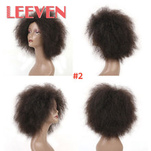 Load image into Gallery viewer, Leeven 6.5 Inch 100g/pcs Synthetic Hair Short Black Kinky Curly Afro Wig Fluffy Cosplay Wigs for Women High Temperature Fiber