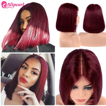 Load image into Gallery viewer, Short Lace Front Human Hair Wigs Brazilian Straight Bob Wigs Pre Plucked Hairline Natural Wigs For Black Women AliPearl Hair Wig