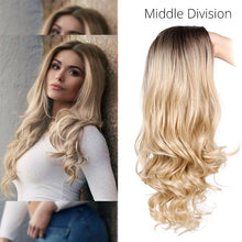 Load image into Gallery viewer, Long Ombre Brown Wavy Wig Blonde Cosplay Synthetic Wigs For Black/White Women Glueless Hair High Density Temperature AISI BEAUTY