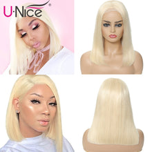 Load image into Gallery viewer, Unice Hair Lace Front Human Hair Wigs Wigs 8-14 Inch Straight Short Blunt Cut Bob For Black Women Brazilian Remy Hair