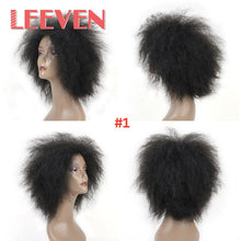 Load image into Gallery viewer, Leeven 6.5 Inch 100g/pcs Synthetic Hair Short Black Kinky Curly Afro Wig Fluffy Cosplay Wigs for Women High Temperature Fiber
