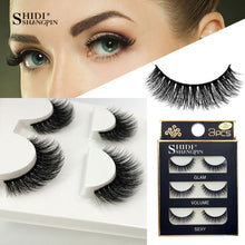 Load image into Gallery viewer, 3 Pairs natural false eyelashes thick makeup real 3d mink lashes soft eyelash extension fake eye lashes long mink eyelashes 3d 