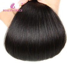 Load image into Gallery viewer, Beauty Grace Bundles With Frontal 3 Bundle Non Remy 13x4 Frontal Closure Peruvian Straight Human Hair Weave Bundles With Closure