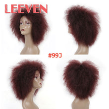 Load image into Gallery viewer, Leeven 6.5 Inch 100g/pcs Synthetic Hair Short Black Kinky Curly Afro Wig Fluffy Cosplay Wigs for Women High Temperature Fiber