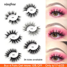 Load image into Gallery viewer, Visofree Mink Lashes 3D Mink Eyelashes 100% Cruelty free Lashes Handmade Reusable Natural Eyelashes Popular False Lashes Makeup