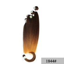 Load image into Gallery viewer, SOKU Synthetic Hair Bundles With Closure Bang 12-18inch Yaki Straight Hair Weaves For Full head Ombre Brown Hair Extension