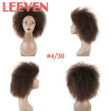 Load image into Gallery viewer, Leeven 6.5 Inch 100g/pcs Synthetic Hair Short Black Kinky Curly Afro Wig Fluffy Cosplay Wigs for Women High Temperature Fiber