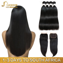 Load image into Gallery viewer, Joedir Hair Human Hair Weave 3 4 Bundles With Closure Brazilian Straight Weave Non Remy Hair 28 30 Inch Bundles With Closure