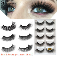 Load image into Gallery viewer, SHIDISHANGPIN 5 pairs eyelashes 3d mink lashes natural long 1 box mink eyelashes 1cm-1.5cm 3d false eyelashes full strip lashes 