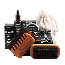 Load image into Gallery viewer, 7 Pcs Men Moustache Cream Nutrition Beard Oil Beard Scissors Kit Box Moustache Comb Brush with Storage Bag Kits 2018 New