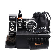 Load image into Gallery viewer, 7 Pcs Men Moustache Cream Nutrition Beard Oil Beard Scissors Kit Box Moustache Comb Brush with Storage Bag Kits 2018 New