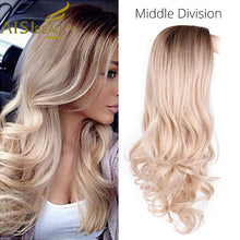 Load image into Gallery viewer, Long Ombre Brown Wavy Wig Blonde Cosplay Synthetic Wigs For Black/White Women Glueless Hair High Density Temperature AISI BEAUTY