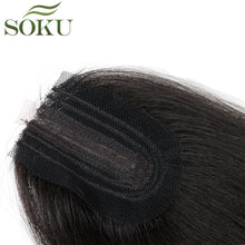 Load image into Gallery viewer, SOKU Synthetic Hair Bundles With Closure 14-18inch Yaki Straight Hair Weaving 6 Bundles With Lace Closure 185g 7pieces/pack