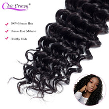 Load image into Gallery viewer, Peruvian Deep Wave Bundles With Closure Chic Crown 100% Human Hair Weave Bundles With Closure 3 Bundles With Lace Closure
