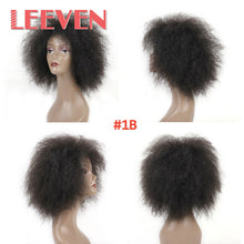 Load image into Gallery viewer, Leeven 6.5 Inch 100g/pcs Synthetic Hair Short Black Kinky Curly Afro Wig Fluffy Cosplay Wigs for Women High Temperature Fiber