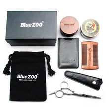 Load image into Gallery viewer, Men Moustache Cream Nutrition Beard Oil Scissors Kit with Moustache Comb Brush Storage Bag Set Black Sandalwood 2018 New