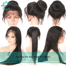 Load image into Gallery viewer, FlowerSeason 13x6 Silky Straight Lace Front Human Hair Wigs With Baby Hair Natural Hairline Bleached Knot Peruvian Remy Hair