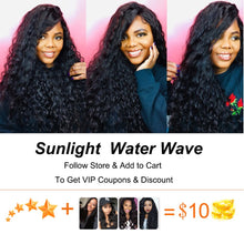 Load image into Gallery viewer, 150 Density Water Wave Wigs Glueless Lace Front Human Hair Wig Pre Plucked For Black Women Sunlight Deep Part Remy Brazilian Wig