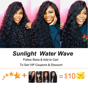 150 Density Water Wave Wigs Glueless Lace Front Human Hair Wig Pre Plucked For Black Women Sunlight Deep Part Remy Brazilian Wig