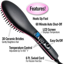 Load image into Gallery viewer, Electric Hair Straightener Brush with LCD Display